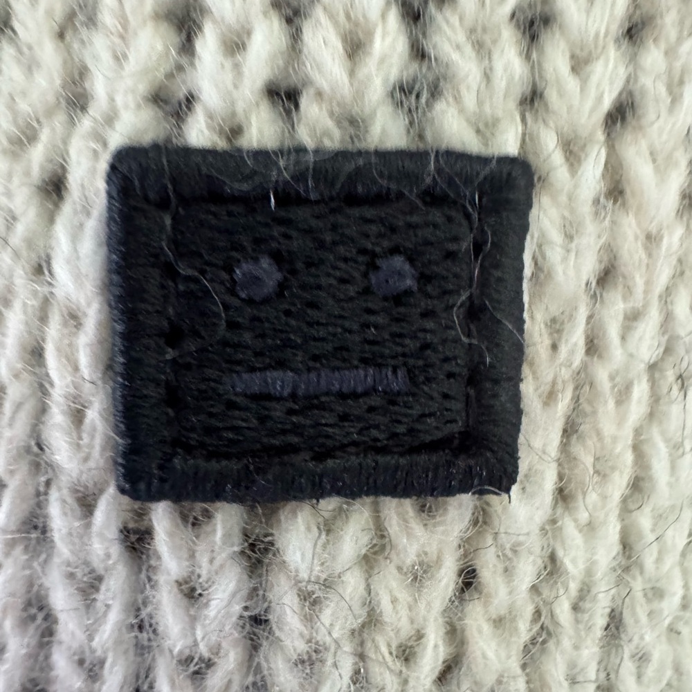 Acne Studios Face Checkerboard Wool Sweater Black‎ Oatmeal Beige XS - Picture 7 of 9